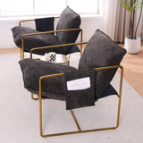 2 Chairs in 1 Box, Upholstered Hanging Armchair with Arm PocketsMetal frame, gold-plated W1901P147317