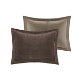 7 Piece Micro Corduroy Comforter Set Brown Queen B035P266664