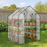 Mini Walk-in Greenhouse with PVC Cover, 8-Shelf Indoor Outdoor Planting Green House for 38528035