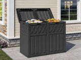 62 Gallon Dual Compartment Outdoor Garbage Bin, Waterproof Resin Trash Can with Tiered Lid & Drip 84236066