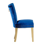 Eva 2 Piece Gold Legs Dining Chairs Finished with Velvet Fabric in Blue B00960892
