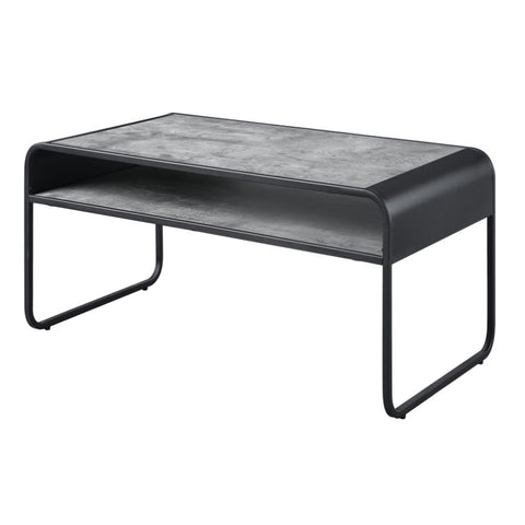 ZUN Concrete Grey and Black 1-shelf Coffee Table B062P185664