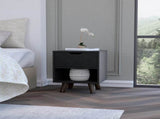 Black 1-Open Storage Shelf Nightstand B062P175114