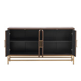 TREXM Retro Style Sideboard with Adjustable Shelves, Rectangular Metal Handles and Legs for Kitchen, N715P232695P