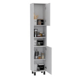 Hobart Pantry, Four Legs, Three Interior Shelves, Two Shelves, Two Cabinets -White B20091871