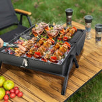 ZUN Portable Charcoal Two Side Small BBQ Folding Outdoor Stove Barbecue Smoker with 1Pc 22774928