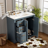 36'' Bathroom Vanity with Ceramic Sink Combo, Solid Wood Frame Bathroom Storage Cabinet, N710P291684C