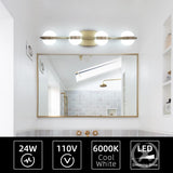 ZUN (Same as W134067503/L2001) Modern Minimalist Gold Bathroom Vanity Light, 4 Bulb Acrylic Shades, Wall W1340P206795