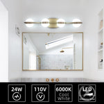 ZUN (Same as W134067503/L2001) Modern Minimalist Gold Bathroom Vanity Light, 4 Bulb Acrylic Shades, Wall W1340P206795