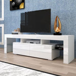 ZUN Modern White TV Stand, 20 Colors LED TV Stand w/Remote Control Lights W33131188