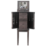 ZUN Standing Jewelry Armoire with Mirror, 5 Drawers & 8 Necklace Hooks, Jewelry Cabinet Chest with Top 64066253