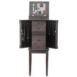 ZUN Standing Jewelry Armoire with Mirror, 5 Drawers & 8 Necklace Hooks, Jewelry Cabinet Chest with Top 64066253