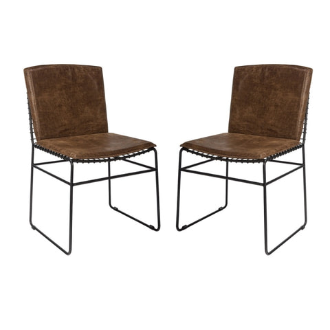 ZUN Set of Two Upholstered Dining Chairs, Antique Brown B016P224751