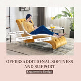 COOMORE Velvet Chaise Lounge Indoor,Button-Tufted Upholstered Chaise Lounge Chair with Pillow for W39538680