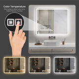 50"x40" Modern LED Smart Mirror Bathroom Mirror, Front Lit & Back Lit With 3 Color Adjustable, T3177P284027