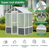 Greenhouse, Wooden Greenhouse Polycarbonate Garden Shed fors, 76''x48''x86'' Walk-in Outdoor 32329616