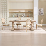 French Country Dining Chairs Set of 2, Upholstered Chairs with Nature Rattan Round Back, Wire W3426P324257