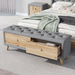 ZUN Upholstered Wooden Storage Bench with 2 Drawers For Bedroom,Fully Assembled Except Legs and 11772182