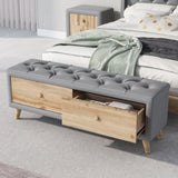 ZUN Upholstered Wooden Storage Bench with 2 Drawers For Bedroom,Fully Assembled Except Legs and 11772182