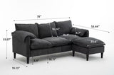 Convertible Combination Sofa Sofa L-Shaped Sofa with Footstools with Storage, Blue Sofa for Living W2012P253356