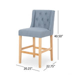 ZUN Vienna Contemporary Fabric Tufted Wingback 27 Inch Counter Stools, Set of 2, Light Blue and Natural 64853.00LBLU