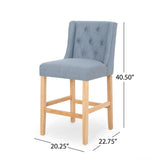 ZUN Vienna Contemporary Fabric Tufted Wingback 27 Inch Counter Stools, Set of 2, Light Blue and Natural 64853.00LBLU