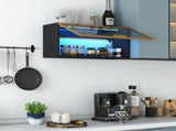 Large-Capacity Spice Rack Wall Mounted Storage Cabinet, Black Hanging Kitchen Pantry with Up-Flip W331P379953