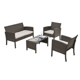 ZUN 4 Pieces Outdoor Furniture Set PE Wicker Ratten Chairs Set Conversation Set Balcony Furniture with W2281P178442