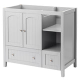 Grey MDF Lacquered Double Door & 2-Drawer Bathroom Vanity Cabinet with Decorative Molding 06351228