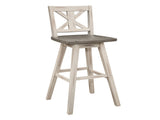 Pub Height Chairs Set of 2, Distressed Gray and White 360-degree Swivel Chair Solid Rubberwood B011P194916