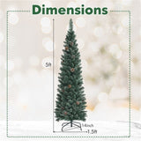 5FT Green Artificial Christmas Tree - 214 Lush Tips, 25 Realistic Pine Cones, Foldable Metal Stand 97114349