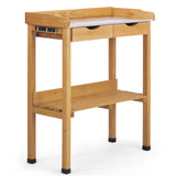 Outdoor Garden Potting Bench Table, Wooden Horticulture Planting Worstation with Metal Tabletop, 2 74289358