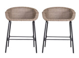 Ladd Outdoor Metal Wicker Barstool, Light Brown Faux Wicker, Set of 2 N775P277558B