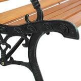 ZUN 49" Garden Bench Patio Porch Chair Deck Hardwood Cast Iron Love Seat Rose Style Back 80193366