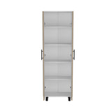 Multistorage Cabinet 71"H, Five Internal Shelves, Two Doors, White/Macadamia B097133047