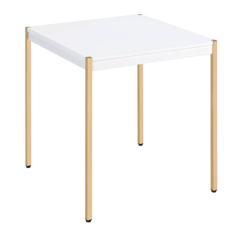 ZUN White and Gold Square End Table B062P181417