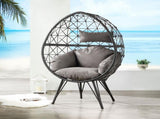 Aeven Light Gray Fabric & Black Wicker Patio Lounge Chair B2726P401989
