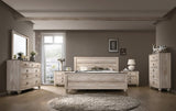 Imerland Contemporary White Wash Finish Bedroom 6-piece Set, Queen Bed, Dresser, Mirror, 2 T2574P200212