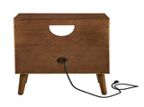 Mid Century Modern Fluted Nightstand with Charging Station USB Ports & Outlet Hole & 4 Solid Wood W1801P288512