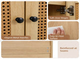 Natural PE Rattan Buffet Cabinet with 3-Level Adjustable Shelf, Boho Style & Soft-Close Hinges 77001885