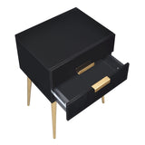 Black and Gold Side Table with 2 Drawer B062P181391