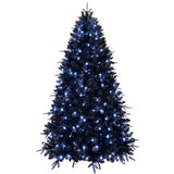 Artificial 8ft Black LED-lit Christmas Tree with 2486PE/PVC Mixed Branch Tips,Hinged Premium & 85621471