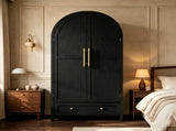 () Wardrobe with 2 Doors 1 Drawer and Rounded Top Design Particleboard 69144391