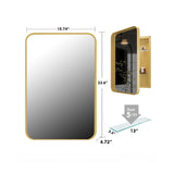 16x24 Inch Recessed Metal Framed Medicine Cabinet Mirror and Adjustable Shelves Wall Mirror W1435P191606