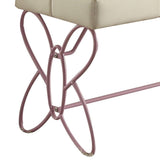 White and Light Pink Tufted Bench B062P208996