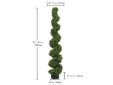 6FT Artificial Spiral Topiary Trees Outdoor Faux Boxwood Plants with Large Twisted Green Potted W2945P379269
