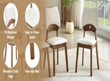 2 walnut colored solid wood dining chairs, with white PU soft packaging on the backrest and seat W1512P508904