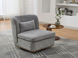 25.2 "Wide Modern Chenille Cushioned Armless Metal Base 360&deg Swivel Chair with Pillow, Suitable W3118P253949