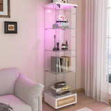 Modern Display Cabinet with Drawer , Quick-assembly Antique Cabinet with LED lights, Tempered W241P268237