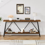 ZUN 70.9 Inch Extra Long Sofa Table, Console Behind Sofa, Entryway Table with 2 Tier Storage Shelves for W1668P237300